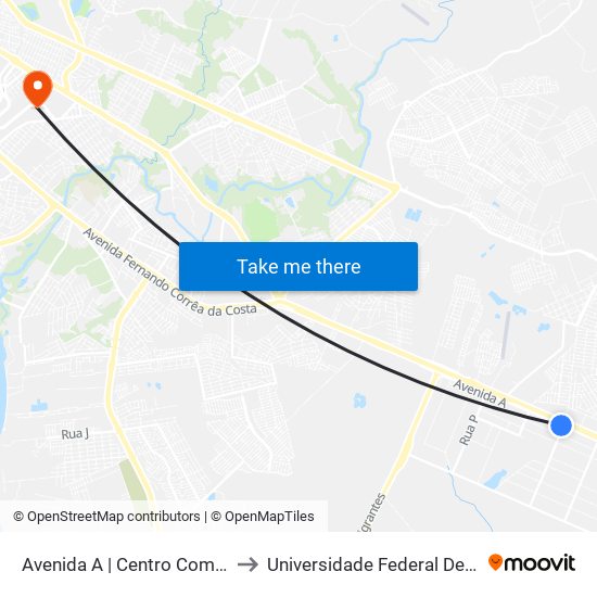 Centro Comercial Tarumã to Universidade Federal De Mato Grosso map