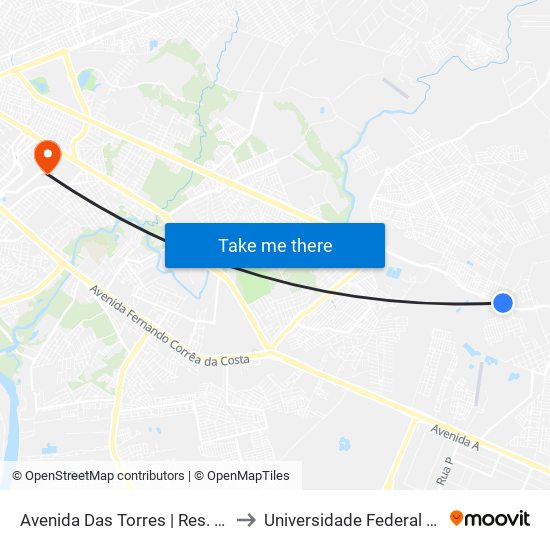 Avenida Das Torres | Res. Costa Marques (1) to Universidade Federal De Mato Grosso map
