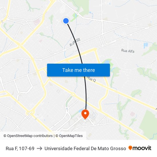 Rua F, 107-69 to Universidade Federal De Mato Grosso map