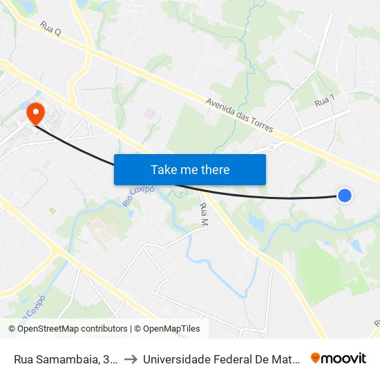 Rua Samambaia, 30-198 to Universidade Federal De Mato Grosso map