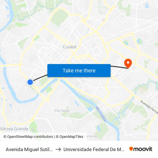 Avenida Miguel Sutil | Açofer to Universidade Federal De Mato Grosso map