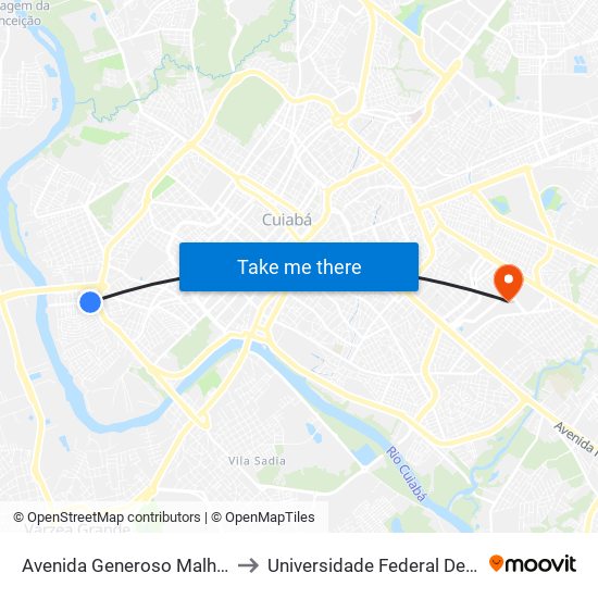 Avenida Generoso Malheiro, 129-101 to Universidade Federal De Mato Grosso map