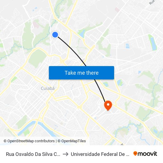 Rua Osvaldo Da Silva Corrêa, 2503 to Universidade Federal De Mato Grosso map