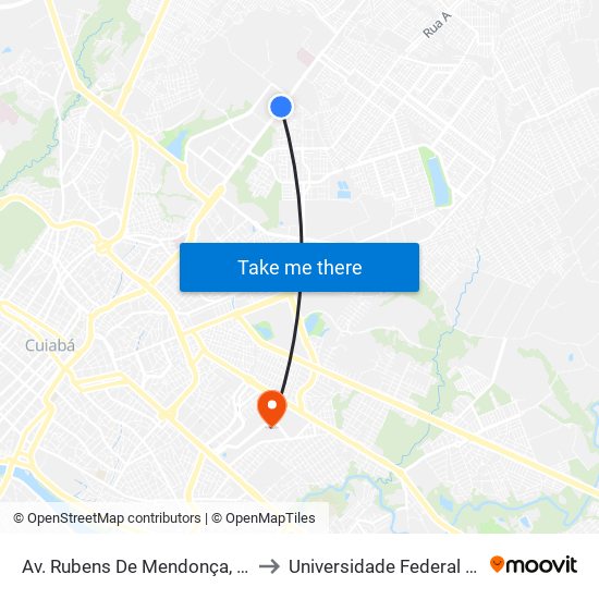 Av. Rubens De Mendonça, 5000 | 13ª Brigada to Universidade Federal De Mato Grosso map