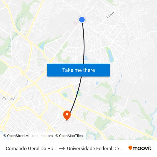 Comando Geral Da Polícia Militar to Universidade Federal De Mato Grosso map