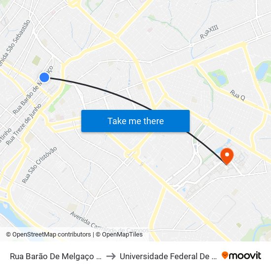 Rua Barão De Melgaço | Ciac Centro to Universidade Federal De Mato Grosso map