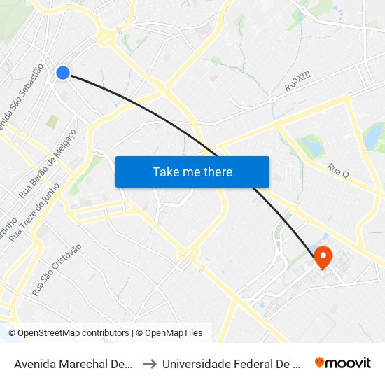 Avenida Marechal Deodoro, 761 to Universidade Federal De Mato Grosso map