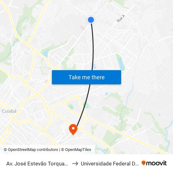 Av. José Estevão Torquato Da Silva, 2830 to Universidade Federal De Mato Grosso map