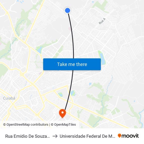Rua Emídio De Souza, 169-117 to Universidade Federal De Mato Grosso map