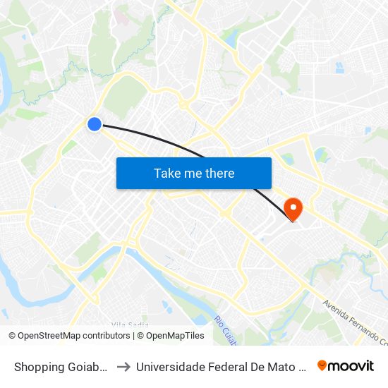 Shopping Goiabeiras to Universidade Federal De Mato Grosso map