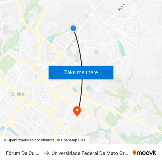 Fórum De Cuiabá to Universidade Federal De Mato Grosso map