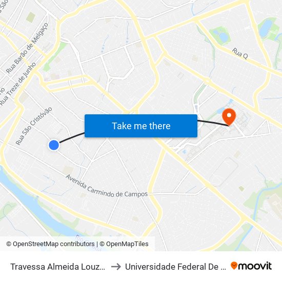 Travessa Almeida Louzada, 226-296 to Universidade Federal De Mato Grosso map