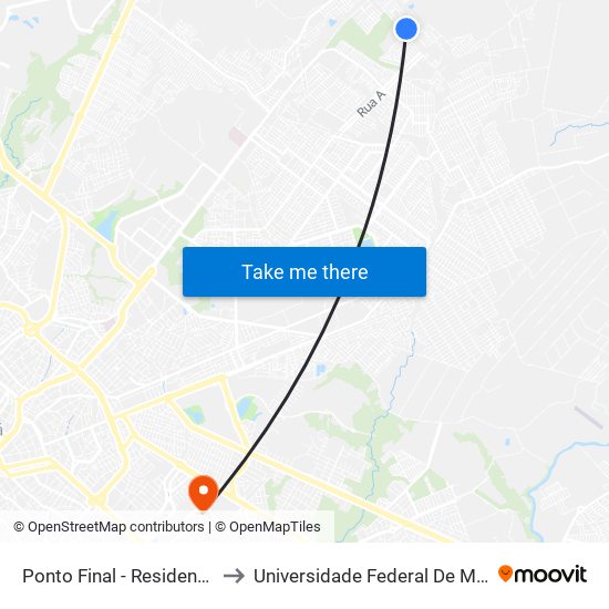 Ponto Final - Residencial Picolli to Universidade Federal De Mato Grosso map