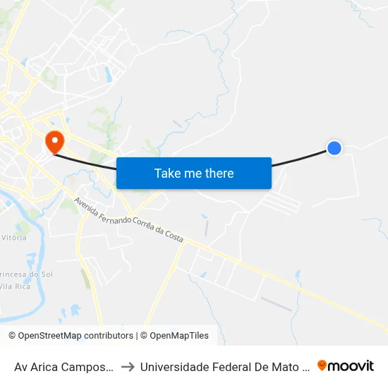 Av Arica Campos Dois to Universidade Federal De Mato Grosso map