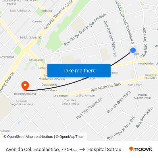 Avenida Cel. Escolástico, 775-641 to Hospital Sotrauma map