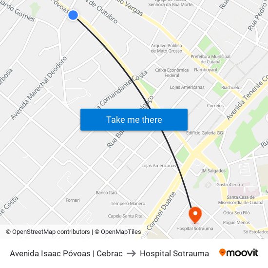 Avenida Isaac Póvoas | Cebrac to Hospital Sotrauma map