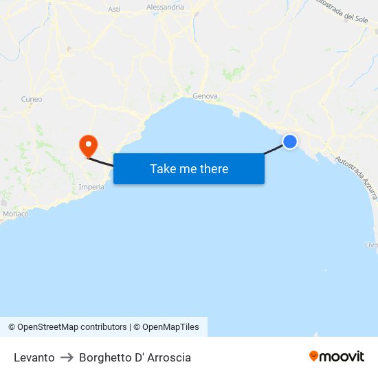 Levanto to Borghetto D' Arroscia map