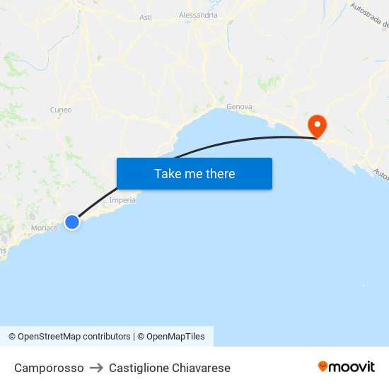 Camporosso to Castiglione Chiavarese map