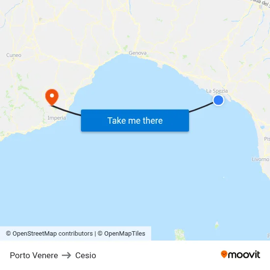 Porto Venere to Cesio map