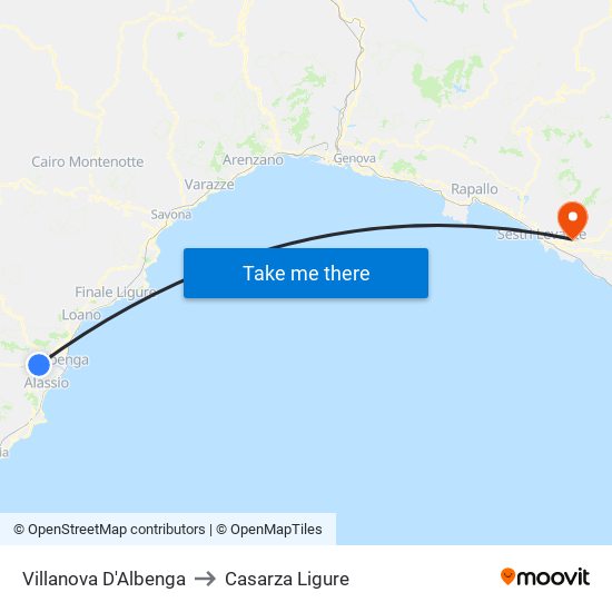Villanova D'Albenga to Casarza Ligure map