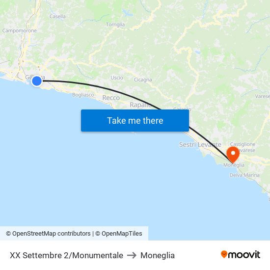 XX Settembre 2/Monumentale to Moneglia map