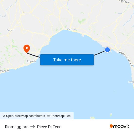 Riomaggiore to Pieve Di Teco map