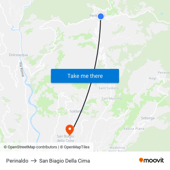 Perinaldo to San Biagio Della Cima map