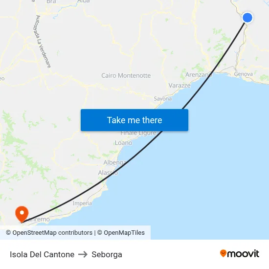 Isola Del Cantone to Seborga map