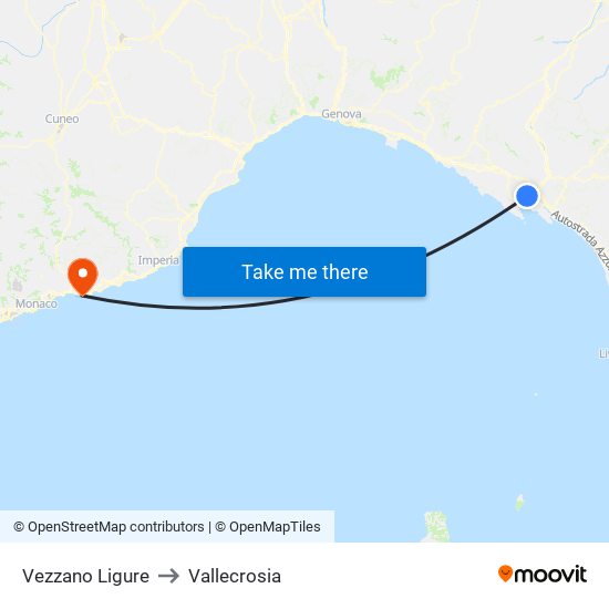 Vezzano Ligure to Vallecrosia map