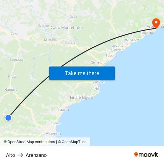 Alto to Arenzano map