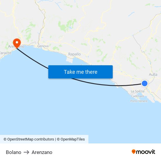 Bolano to Arenzano map