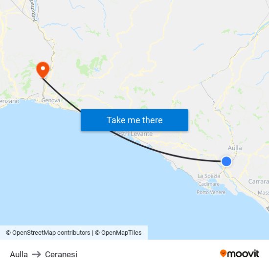 Aulla to Ceranesi map