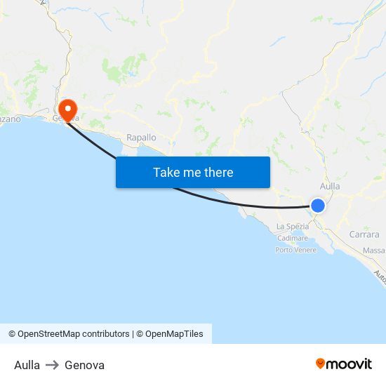 Aulla to Genova map