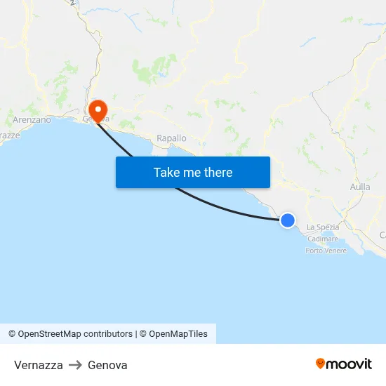 Vernazza to Genoa map