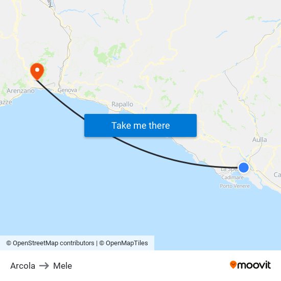 Arcola to Mele map