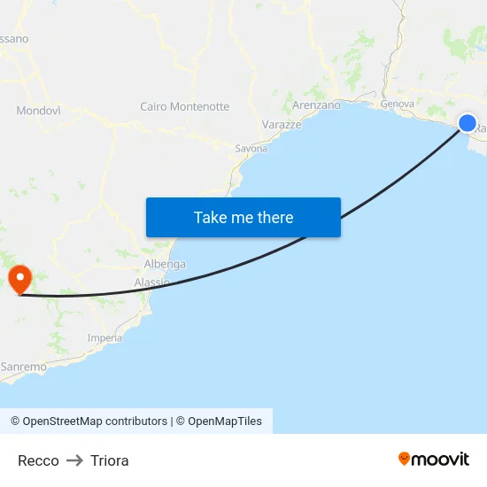 Recco to Triora map