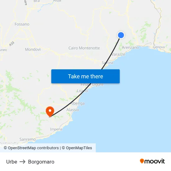 City to Borgomaro map