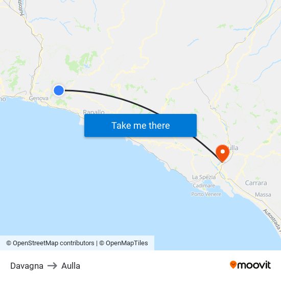 Davagna to Aulla map