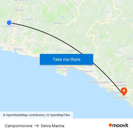 Campomorone to Deiva Marina map