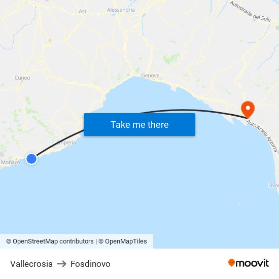 Vallecrosia to Fosdinovo map