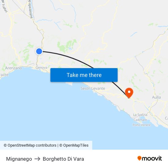 Mignanego to Borghetto Di Vara map