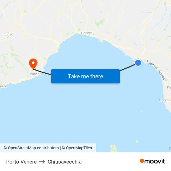 Porto Venere to Chiusavecchia map