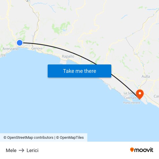 Mele to Lerici map