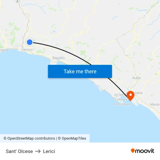 Sant' Olcese to Lerici map