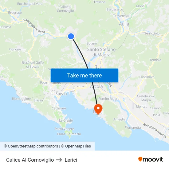 Calice Al Cornoviglio to Lerici map