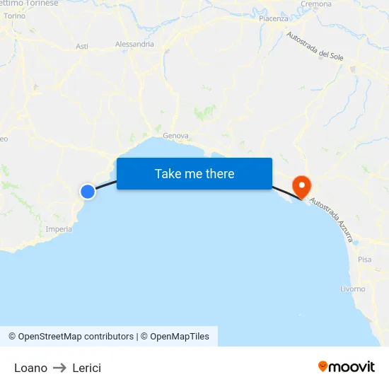 Loano to Lerici map