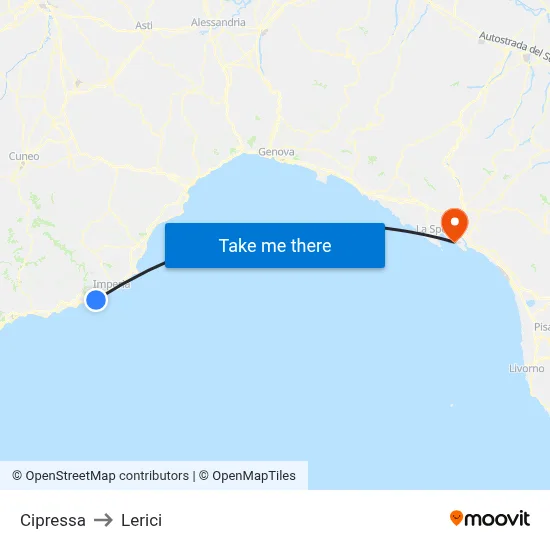 Cipressa to Lerici map