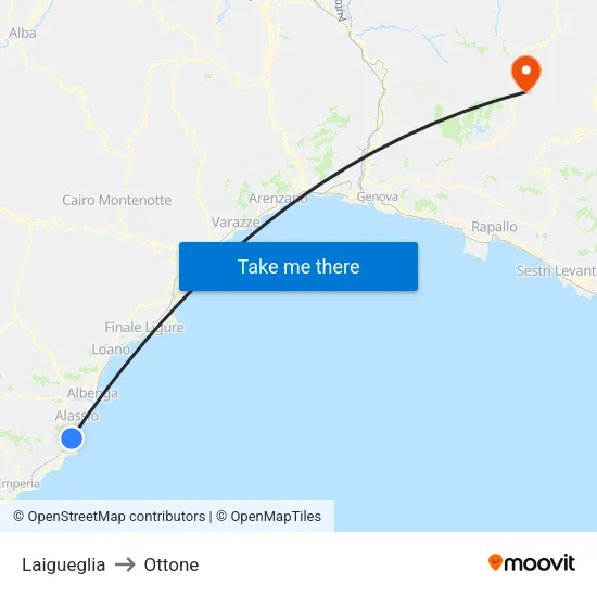 Laigueglia to Ottone map