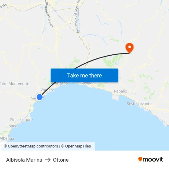 Albisola Marina to Ottone map