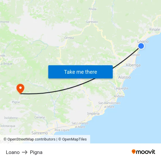 Loano to Pigna map